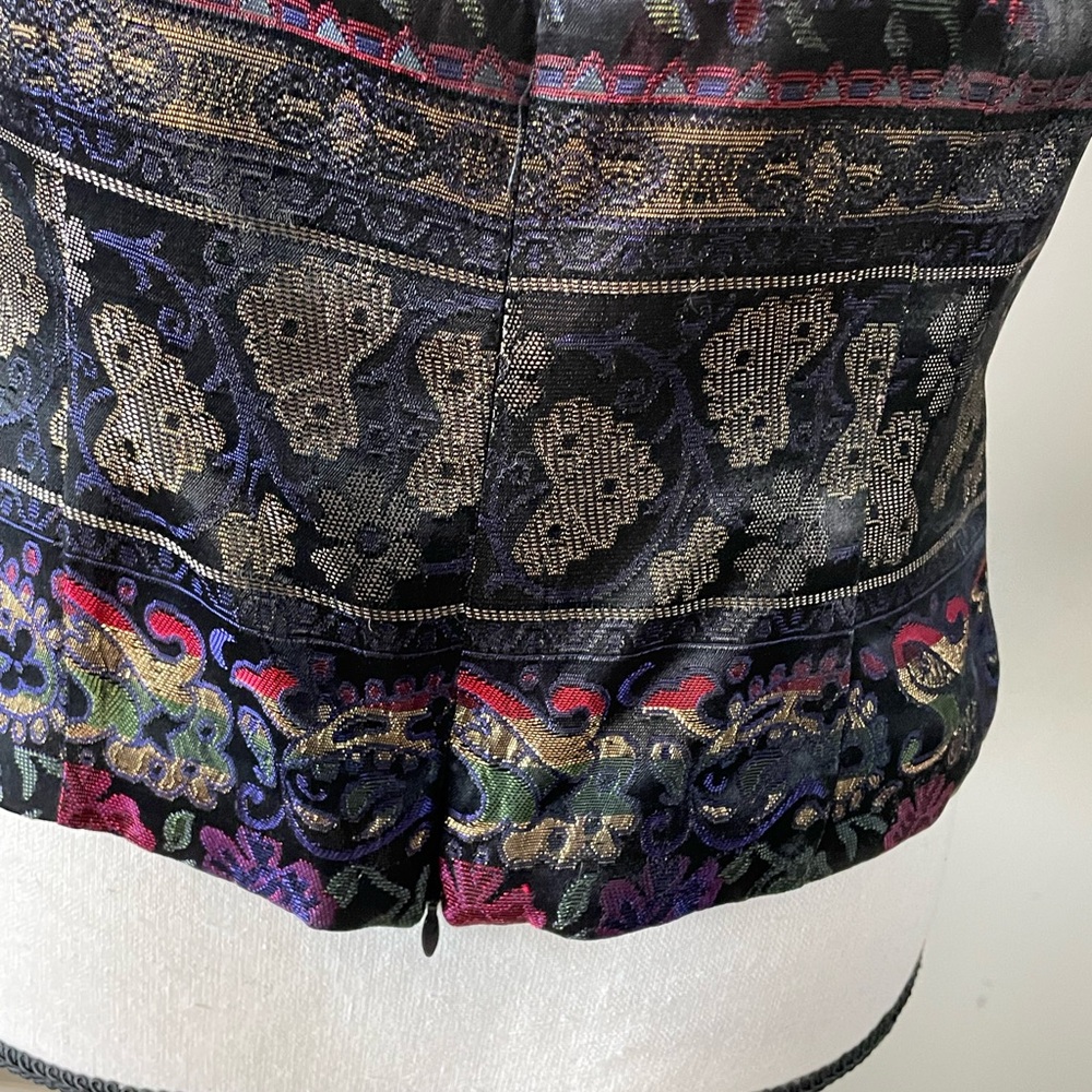 Elegant J.R. Nites Black and Purple Brocade Women's Top - Picture 8 of 13